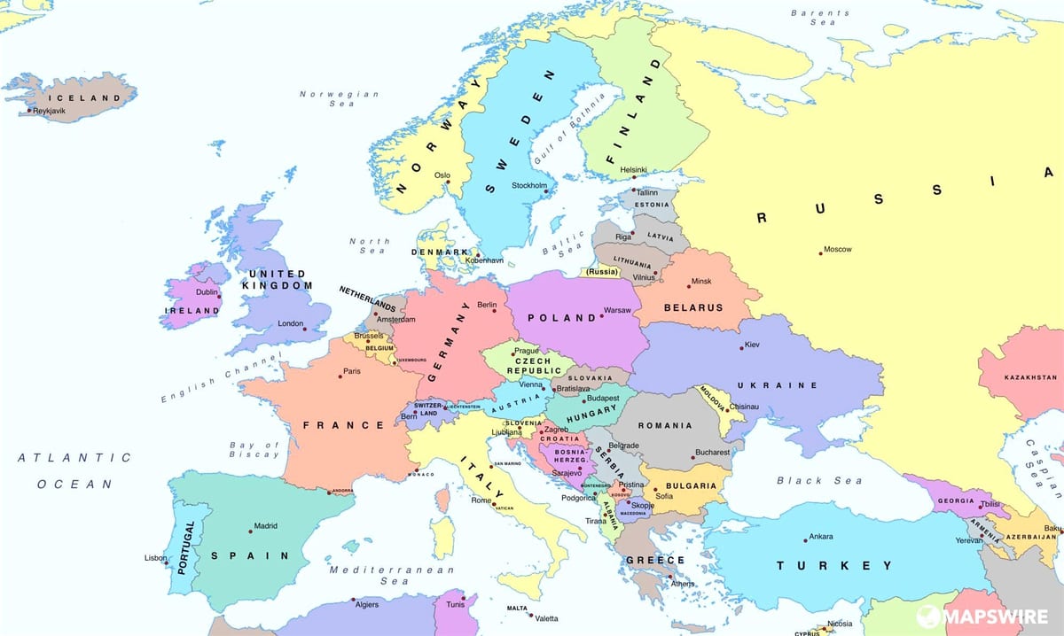carte de l'europe montrant la Bulgarie