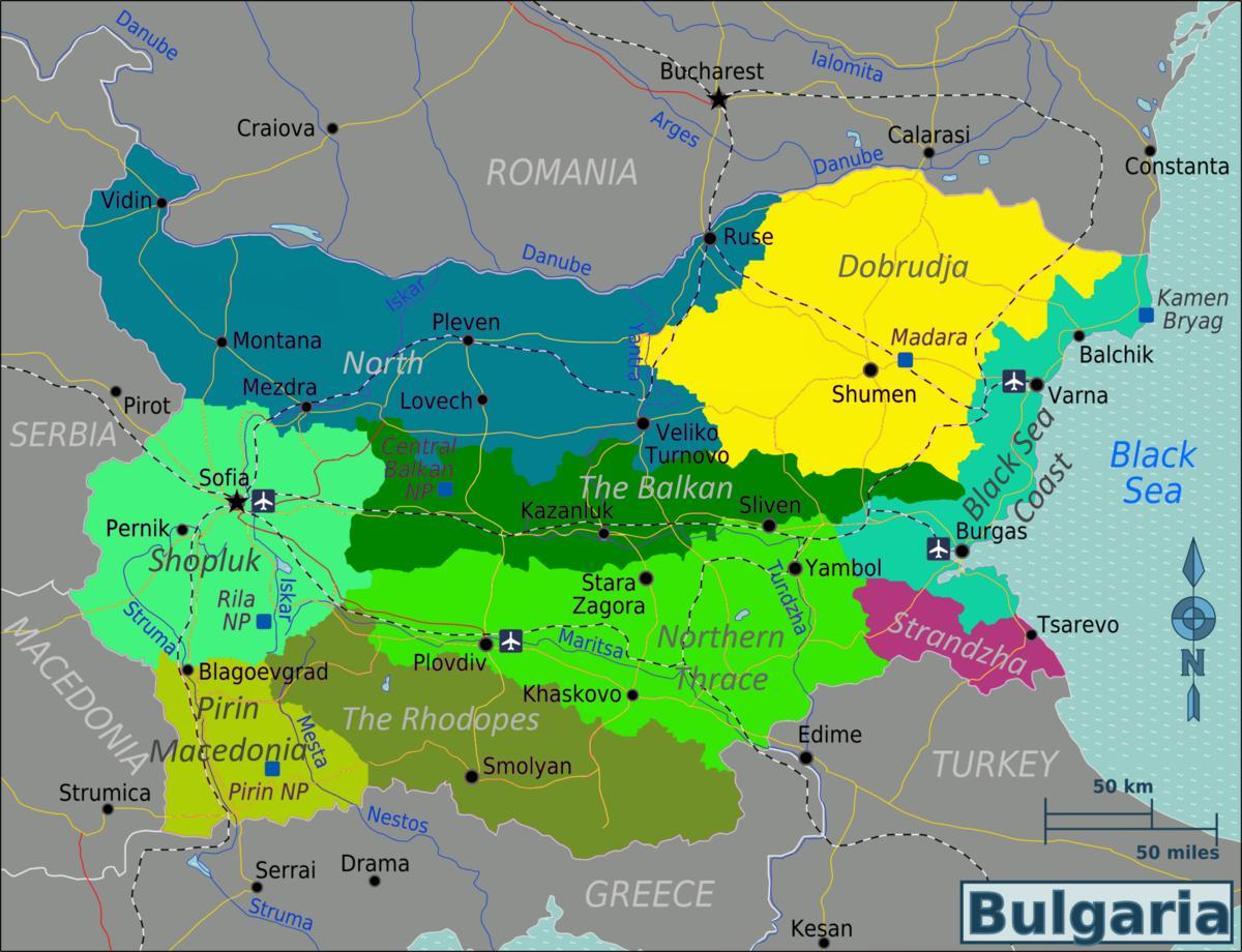 la carte des aéroports de Bulgarie