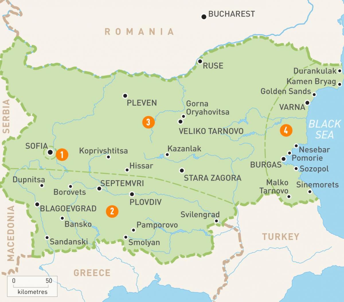 La bulgarie carte des régions