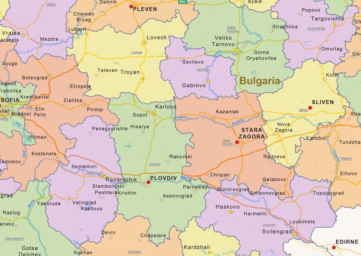 carte de la Bulgarie politique