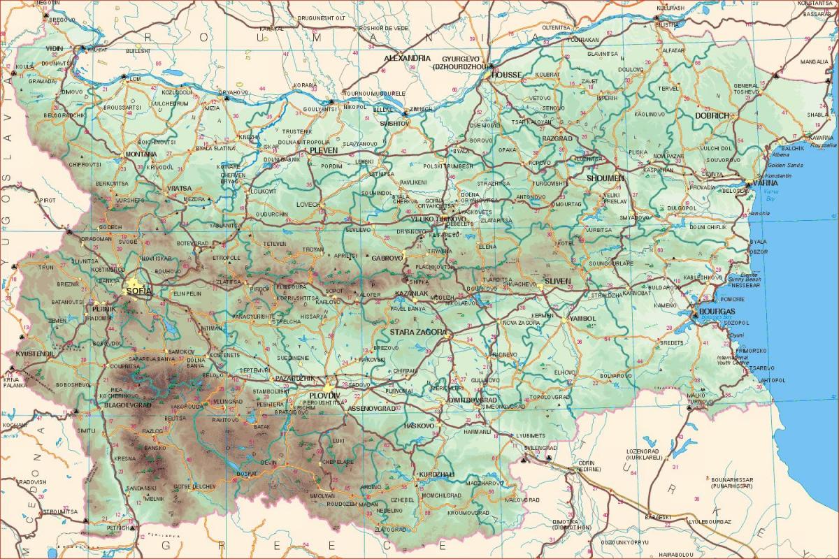 La bulgarie carte des routes