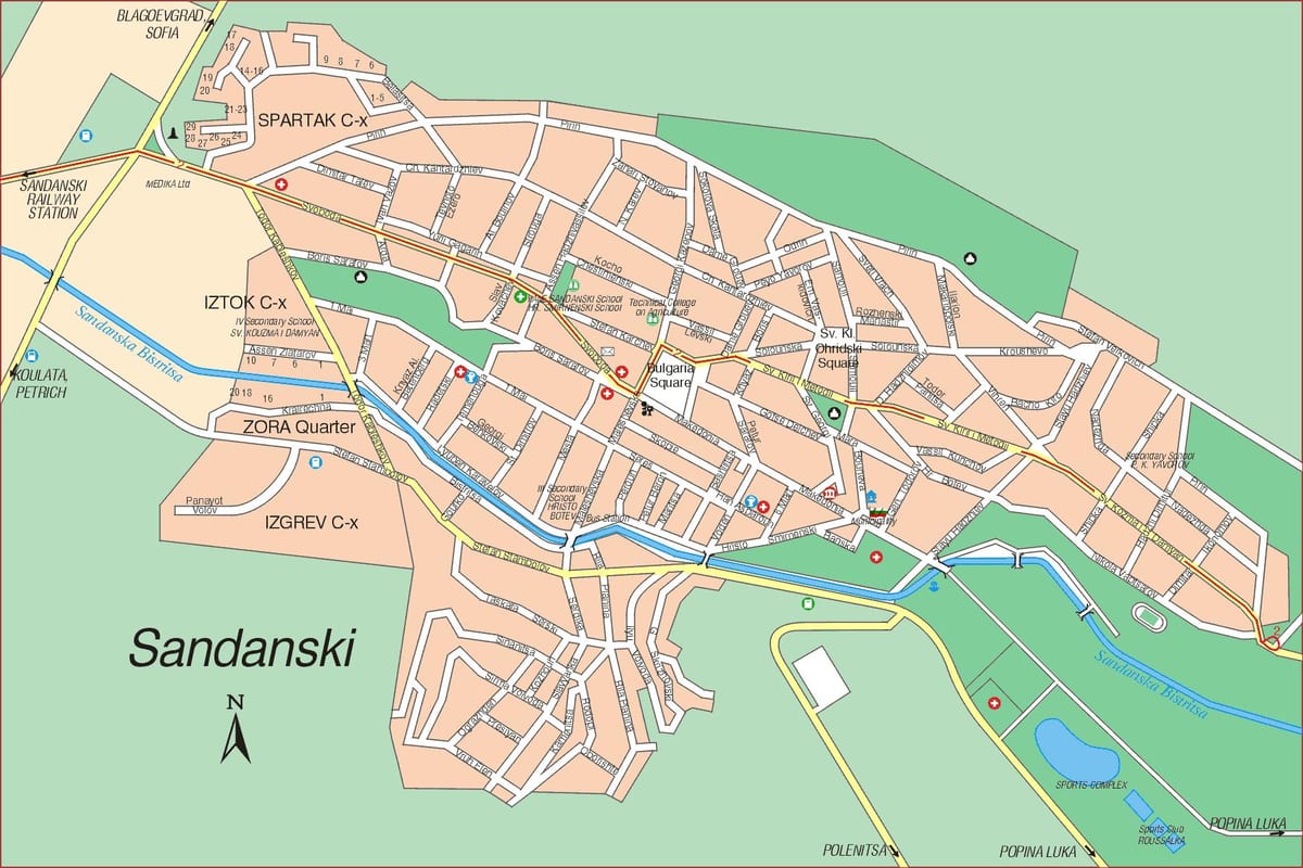 carte de sandanski Bulgarie