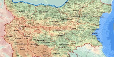 Carte de carte détaillée de la Bulgarie