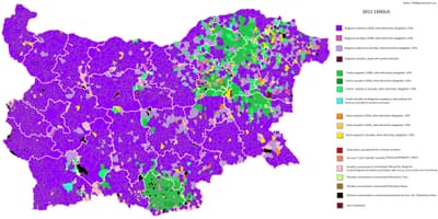 Carte de la Bulgarie ethnique