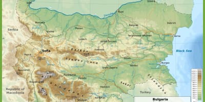La bulgarie carte topographique